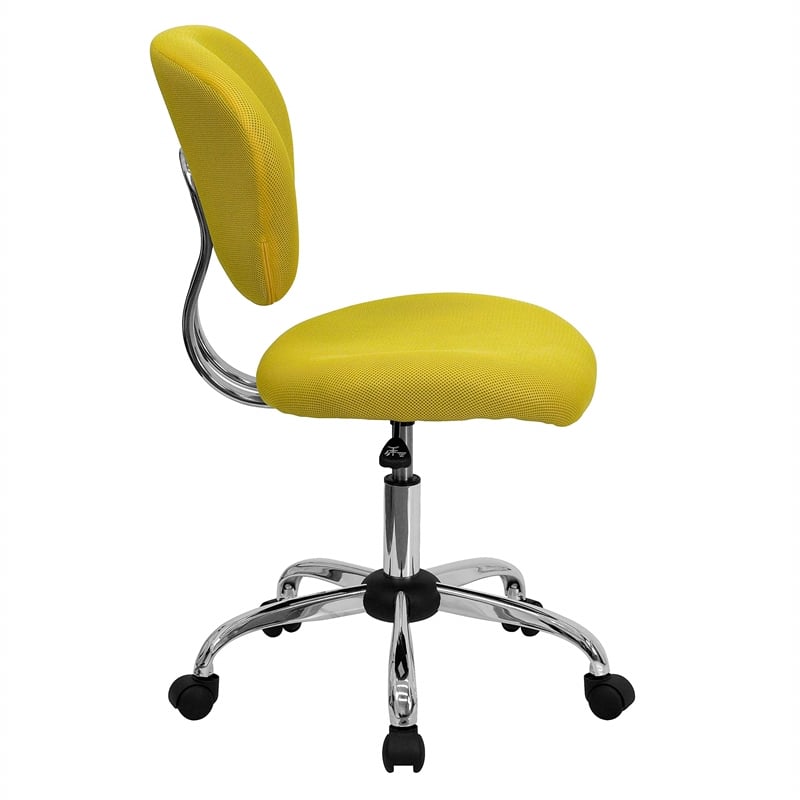 Pemberly Row Contemporary Mid-Back Mesh Office Swivel Chair in Yellow