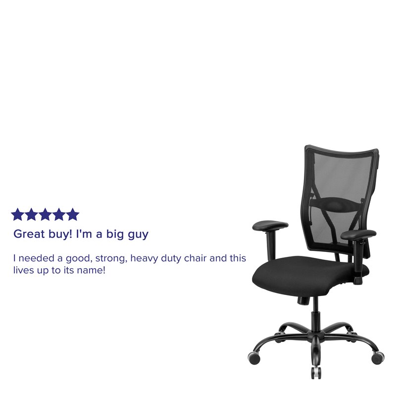 Pemberly Row Contemporary Mesh Office Chair with Arms in Black
