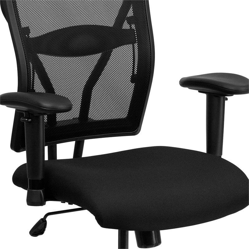 Pemberly Row Contemporary Mesh Office Chair with Arms in Black