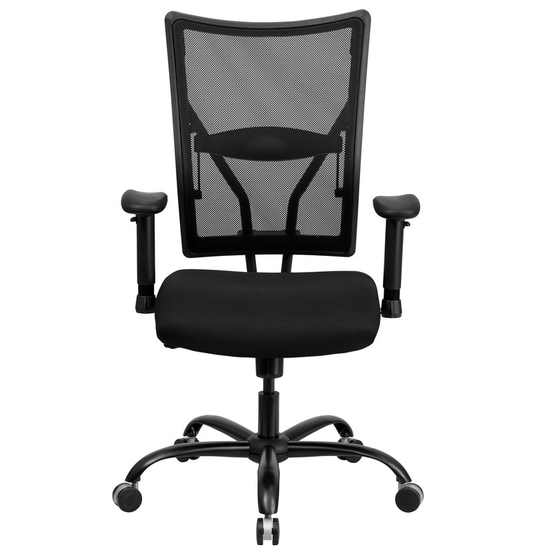 Pemberly Row Contemporary Mesh Office Chair with Arms in Black