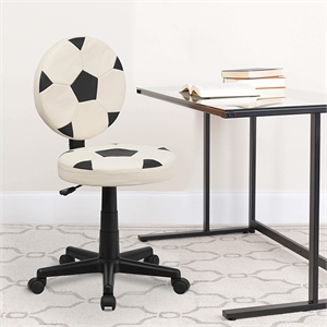Pemberly Row Contemporary Soccer Office Swivel Chair in Black and White