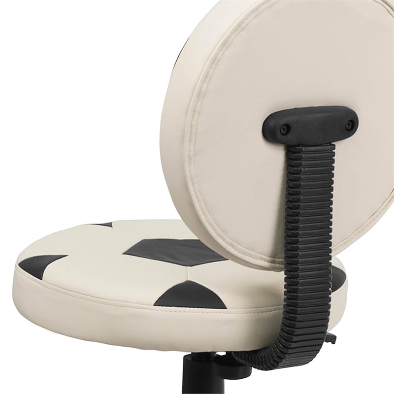 Pemberly Row Contemporary Soccer Office Swivel Chair in Black and White