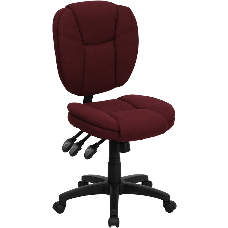 Pemberly Row Mid Back Ergonomic Office Swivel Chair in Burgundy