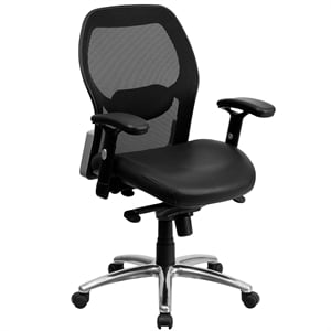 Pemberly Row Contemporary Mid-Back Super Mesh Office Chair in Black