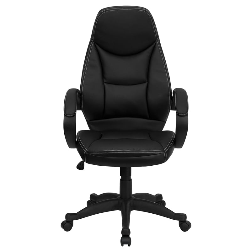 Pemberly Row High Back Contemporary Office Chair in Black Leather
