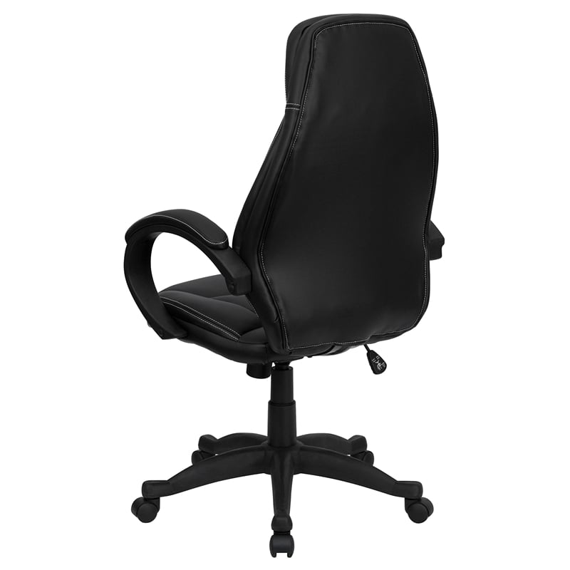 Pemberly Row High Back Contemporary Office Chair in Black Leather