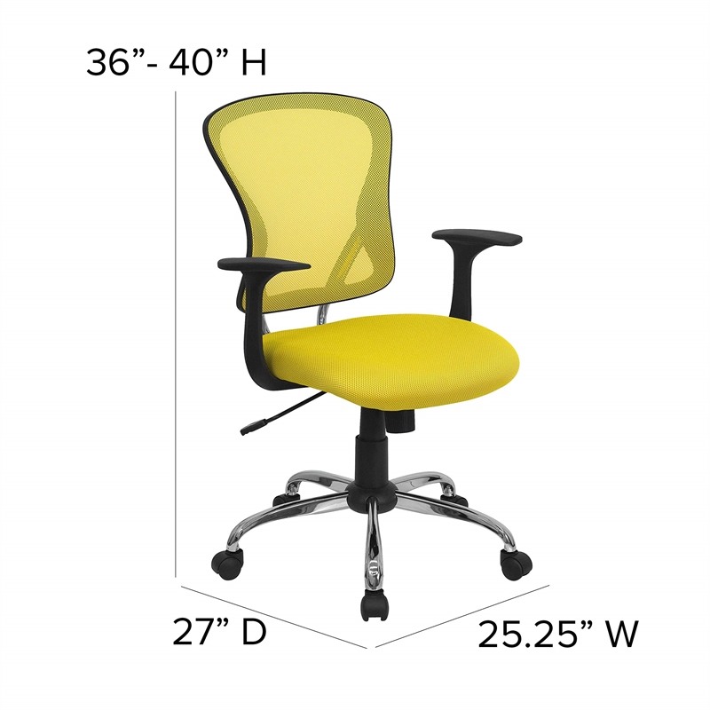 Pemberly Row Contemporary Mid Back Mesh Office Chair in Yellow