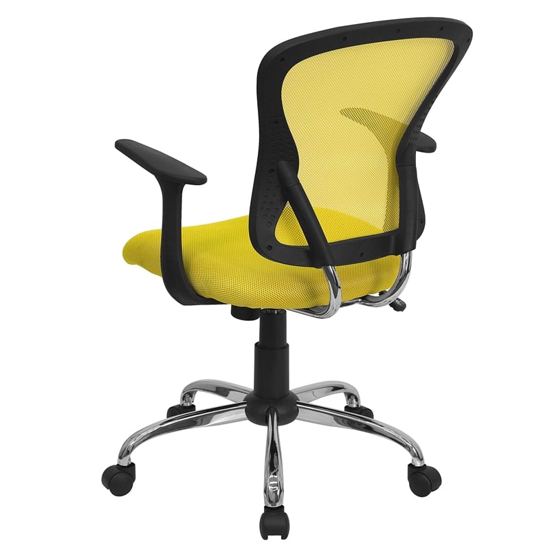 Pemberly Row Contemporary Mid Back Mesh Office Chair in Yellow
