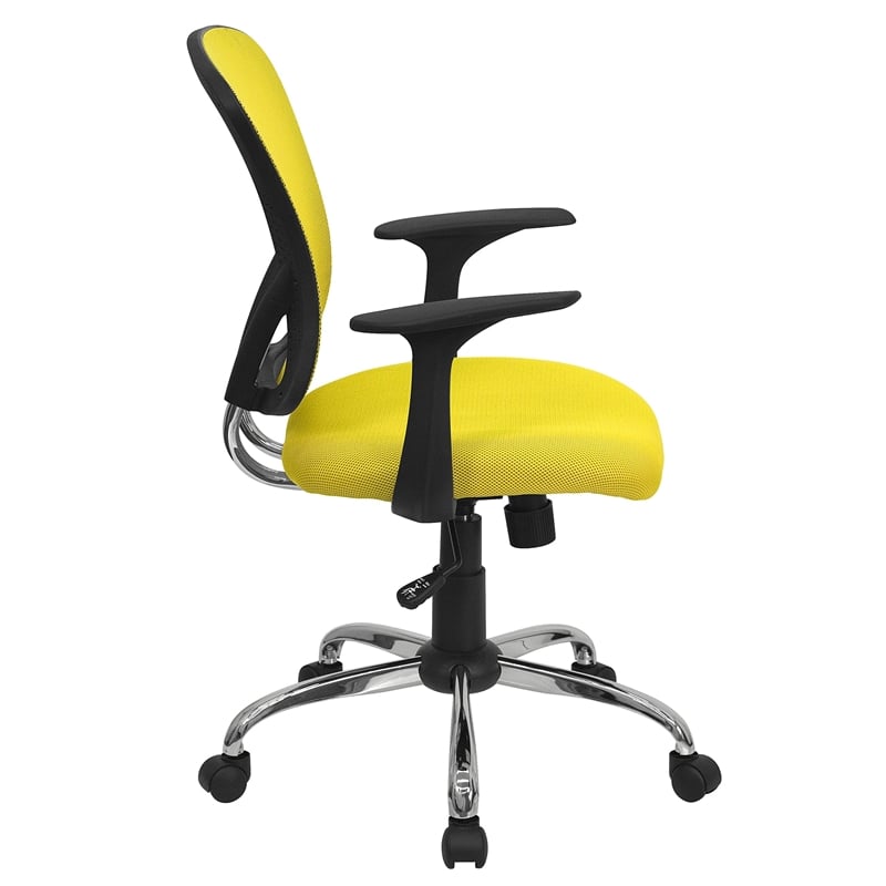 Pemberly Row Contemporary Mid Back Mesh Office Chair in Yellow