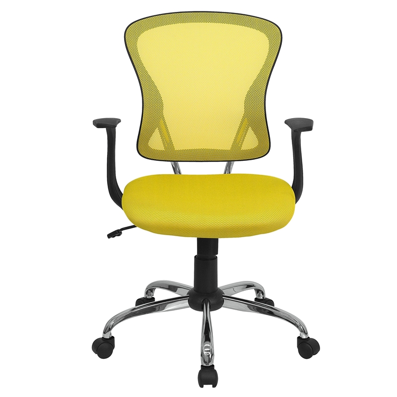 Pemberly Row Contemporary Mid Back Mesh Office Chair in Yellow