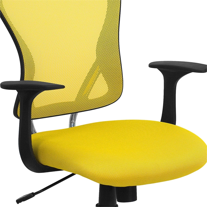 Pemberly Row Contemporary Mid Back Mesh Office Chair in Yellow
