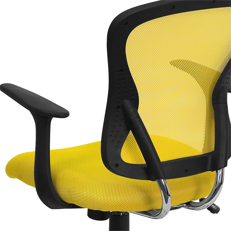Pemberly Row Contemporary Mid Back Mesh Office Chair in Yellow