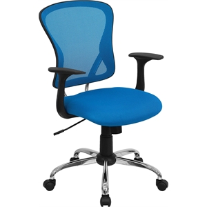 Pemberly Row Contemporary Mid Back Mesh Office Chair in Blue