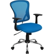 Pemberly Row Contemporary Mid Back Mesh Office Chair in Blue
