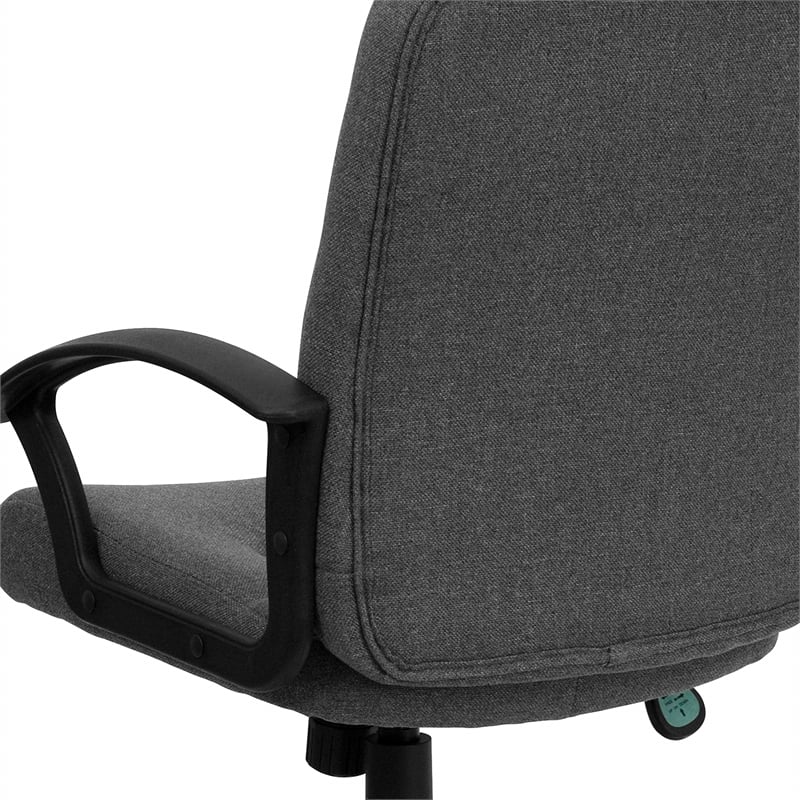 Pemberly Row Contemporary Mid Back Office Chair with Nylon Arms in Gray