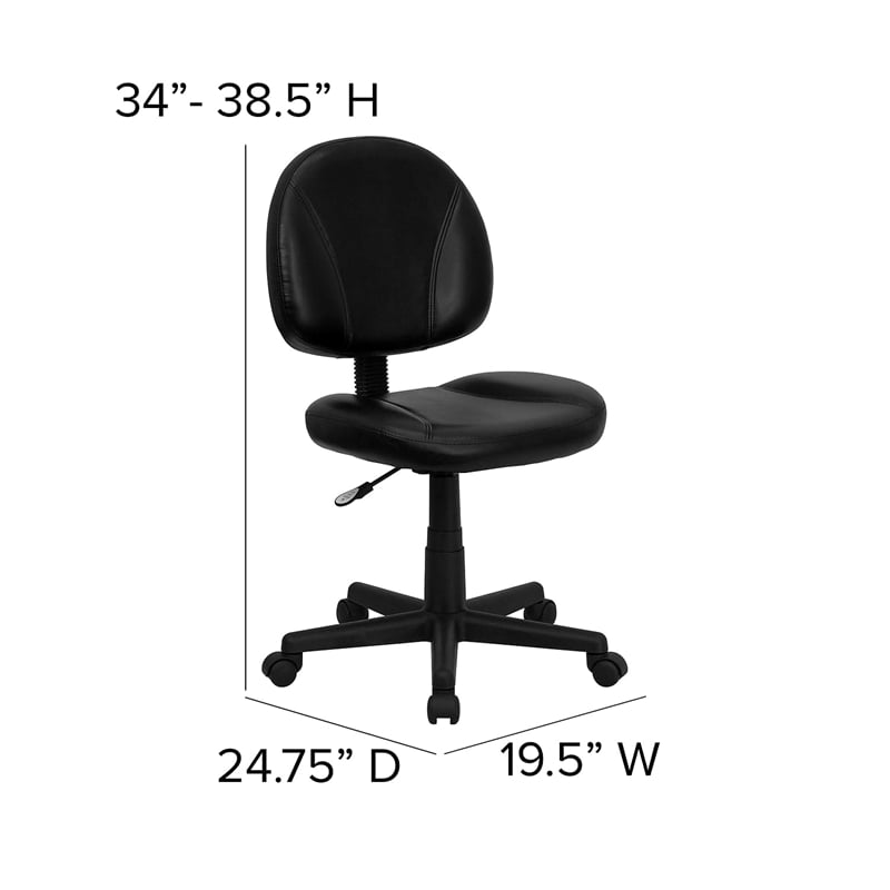 Pemberly Row Contemporary Ergonomic Office Swivel Chair in Black
