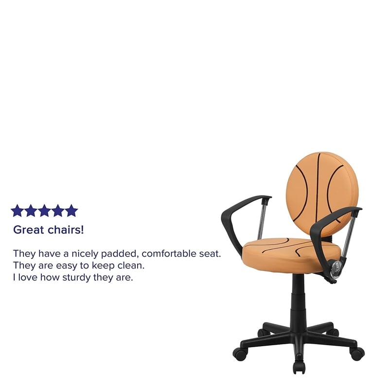 Pemberly Row Basketball Office Swivel Chair in Black and Orange