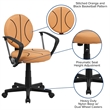 Pemberly Row Basketball Office Swivel Chair in Black and Orange