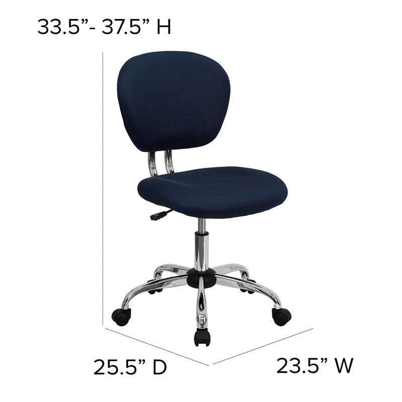 Pemberly Row Contemporary Mid-Back Mesh Office Swivel Chair in Navy