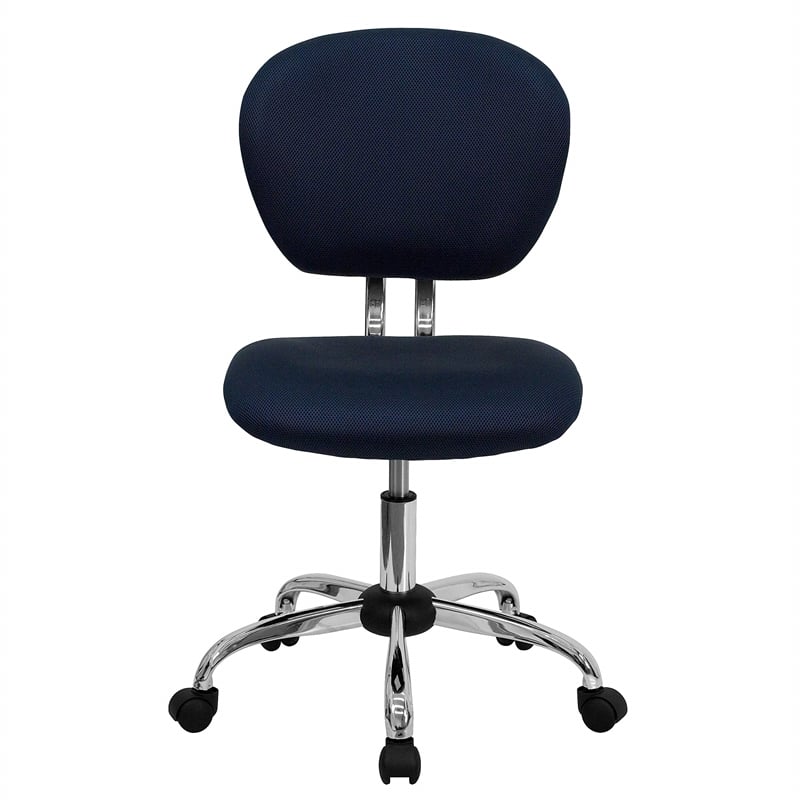 Pemberly Row Contemporary Mid-Back Mesh Office Swivel Chair in Navy