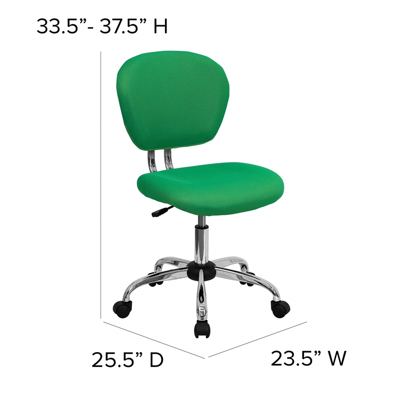 Pemberly Row Mid-Back Mesh Office Swivel Chair in Bright Green