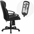 Pemberly Row High Back Massaging Leather Office Chair in Black
