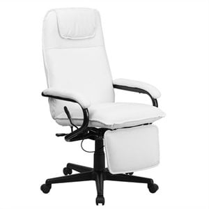 pemberly row high back leather reclining office chair in white