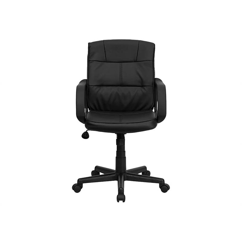 Pemberly Row Contemporary Mid Back Office Chair in Black with Arms