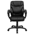 Pemberly Row Mid-Back Leather Overstuffed Office Chair in Black