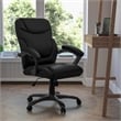 Pemberly Row Mid-Back Leather Overstuffed Office Chair in Black