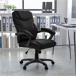 Pemberly Row Mid-Back Leather Overstuffed Office Chair in Black