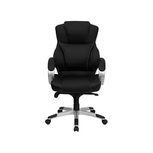 Pemberly Row Contemporary Leather Swivel Office Chair in Black