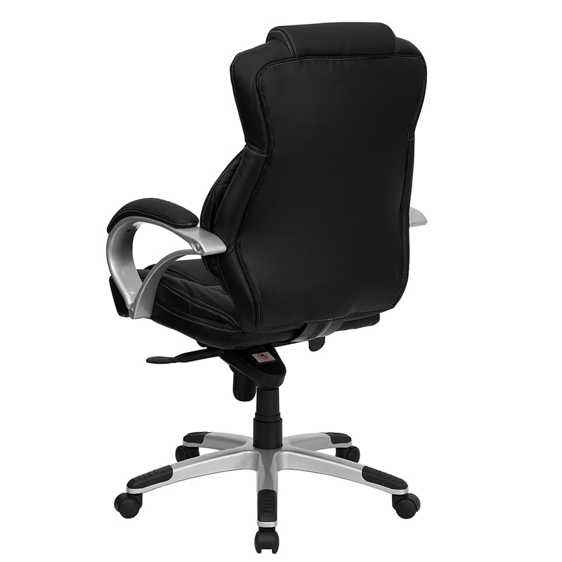 Pemberly Row Contemporary Leather Swivel Office Chair in Black