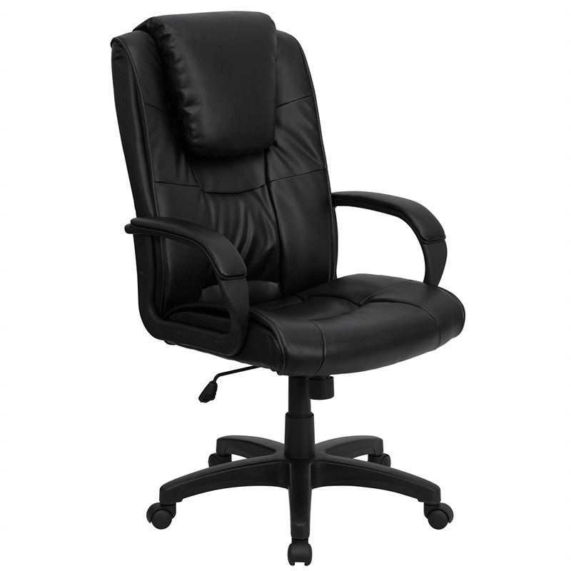 Pemberly Row Contemporary High Back Executive Office Chair in Black