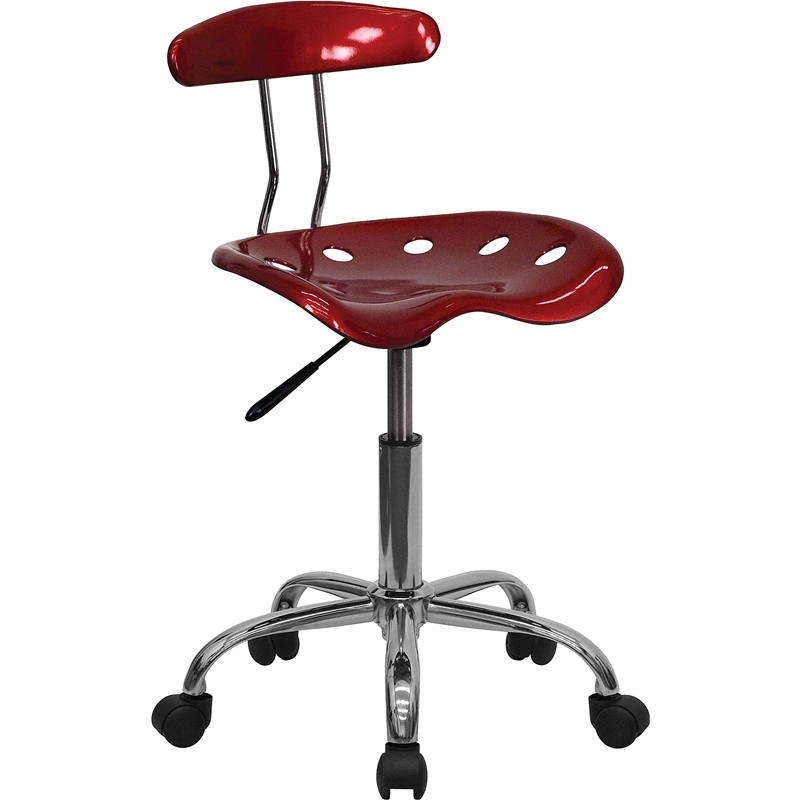 Pemberly Row Vibrant Computer Office Swivel Chair Seat in Red Wine