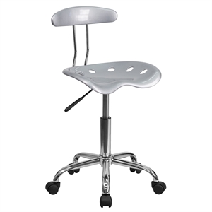 Pemberly Row Vibrant Computer Office Swivel Chair Seat in Silver and Chrome
