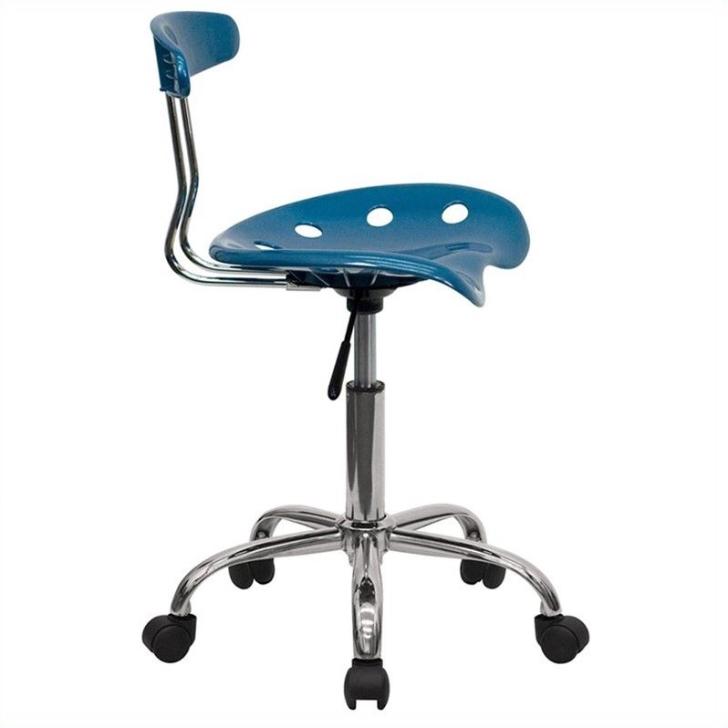 Pemberly Row Contemporary Vibrant Office Chair in Blue and Chrome