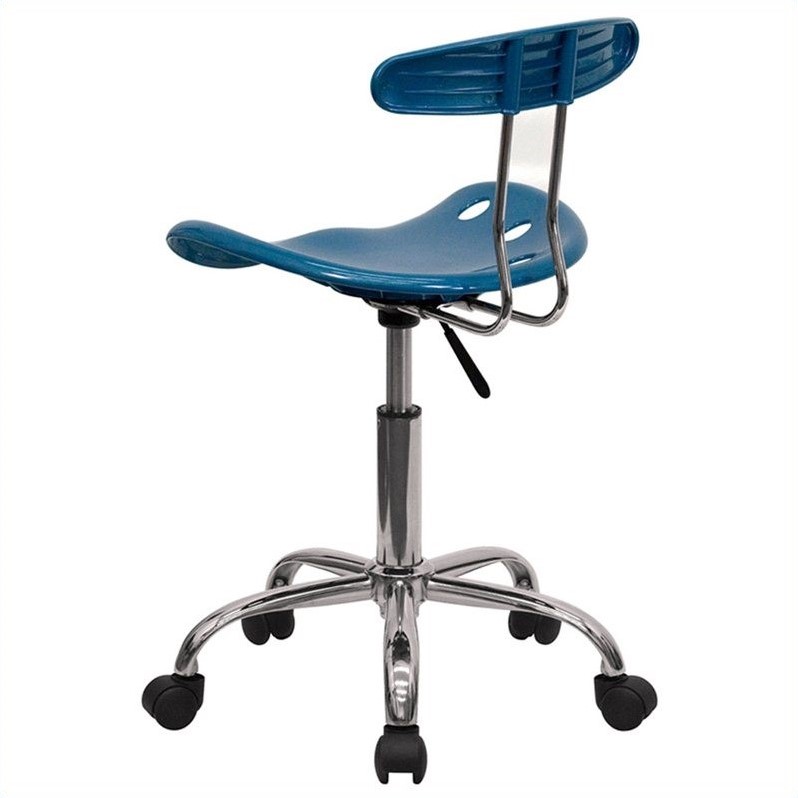 Pemberly Row Contemporary Vibrant Office Chair in Blue and Chrome