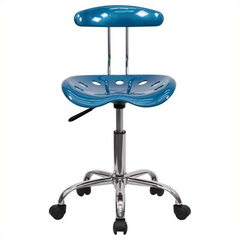 Pemberly Row Contemporary Vibrant Office Chair in Blue and Chrome