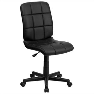 Pemberly Row Contemporary Mid Back Quilted Office Swivel Chair in Black