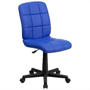 Pemberly Row Contemporary Mid Back Quilted Office Swivel Chair in Blue