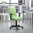 Pemberly Row Mid Back Quilted Office Swivel Chair with Arms in Green