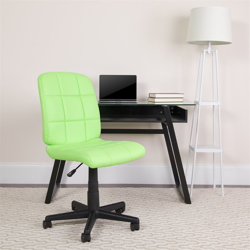 Pemberly Row Contemporary Mid Back Quilted Office Swivel Chair in Green