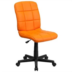 Pemberly Row Contemporary Mid Back Quilted Office Swivel Chair in Orange