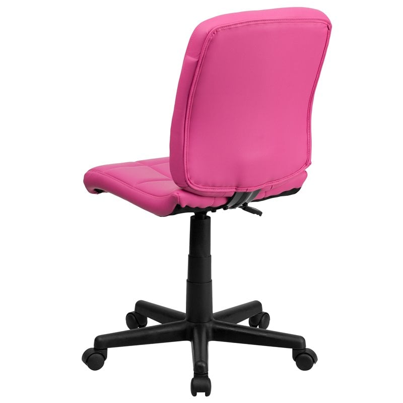 Pemberly Row Contemporary Mid Back Quilted Office Swivel Chair in Pink