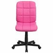 Pemberly Row Contemporary Mid Back Quilted Office Swivel Chair in Pink