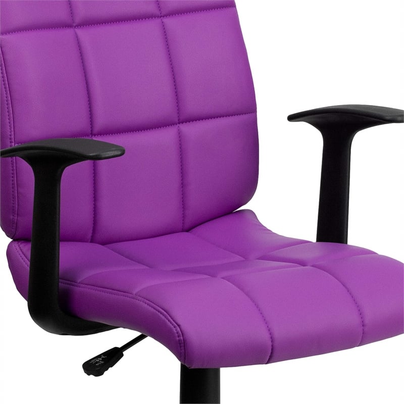 Pemberly Row Contemporary Faux Leather Swivel Office Chair in Purple