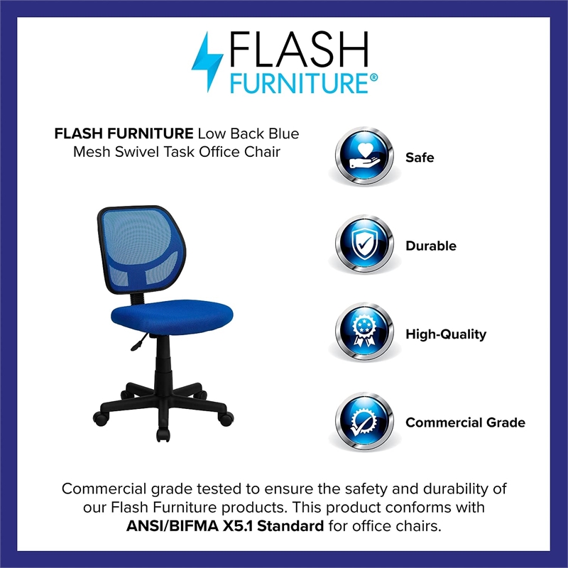 Pemberly Row Mid-Back Blue Mesh Task and Computer Office Chair