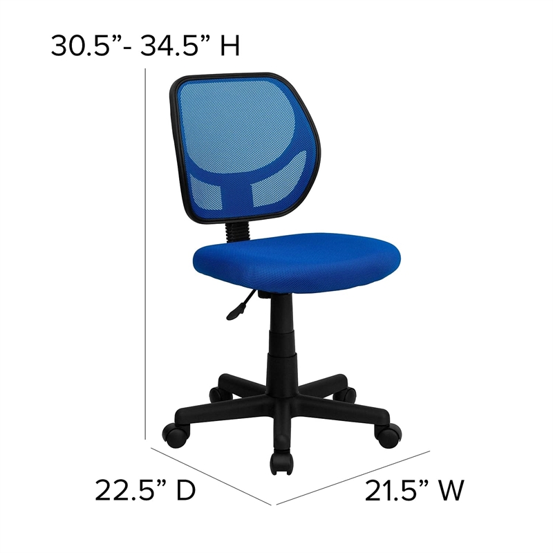 Pemberly Row Mid-Back Blue Mesh Task and Computer Office Chair