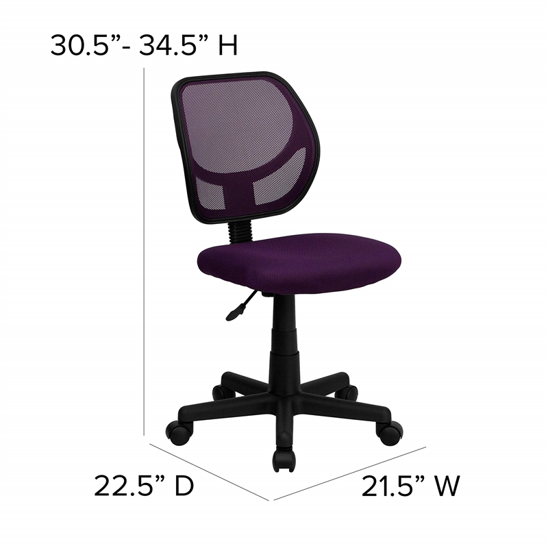 Pemberly Row Mid-Back Purple Mesh Task and Computer Office Chair